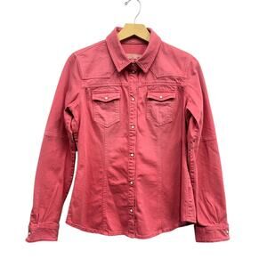 Teleria Zed Women's Garment-dyed Western Denim Shirt Pink size IT 46 / US 8-10